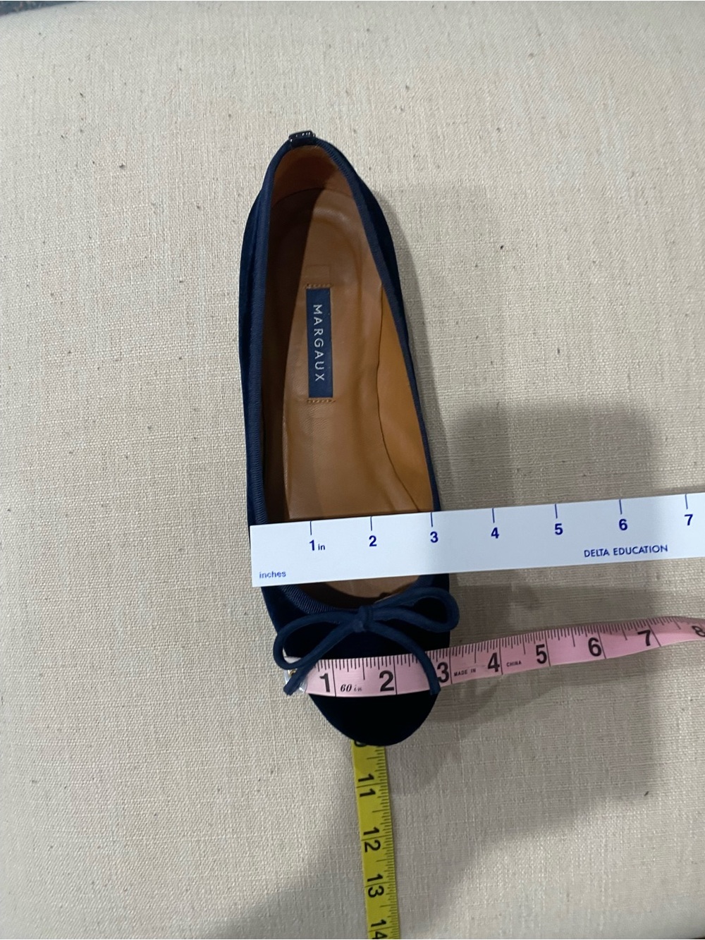 Margaux Lonnberg Dark Blue Velvet Demi Ballet Flats 7.5 Chic Event Classic - Picture 9 of 10
